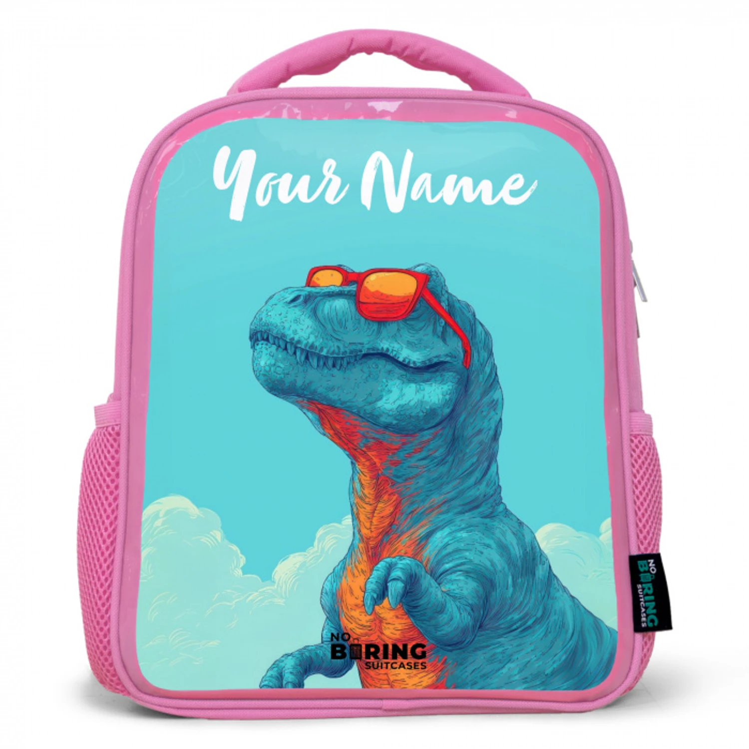 Dino - Zonnebril - Blauw Kinderrugzak - Roze middel -3d