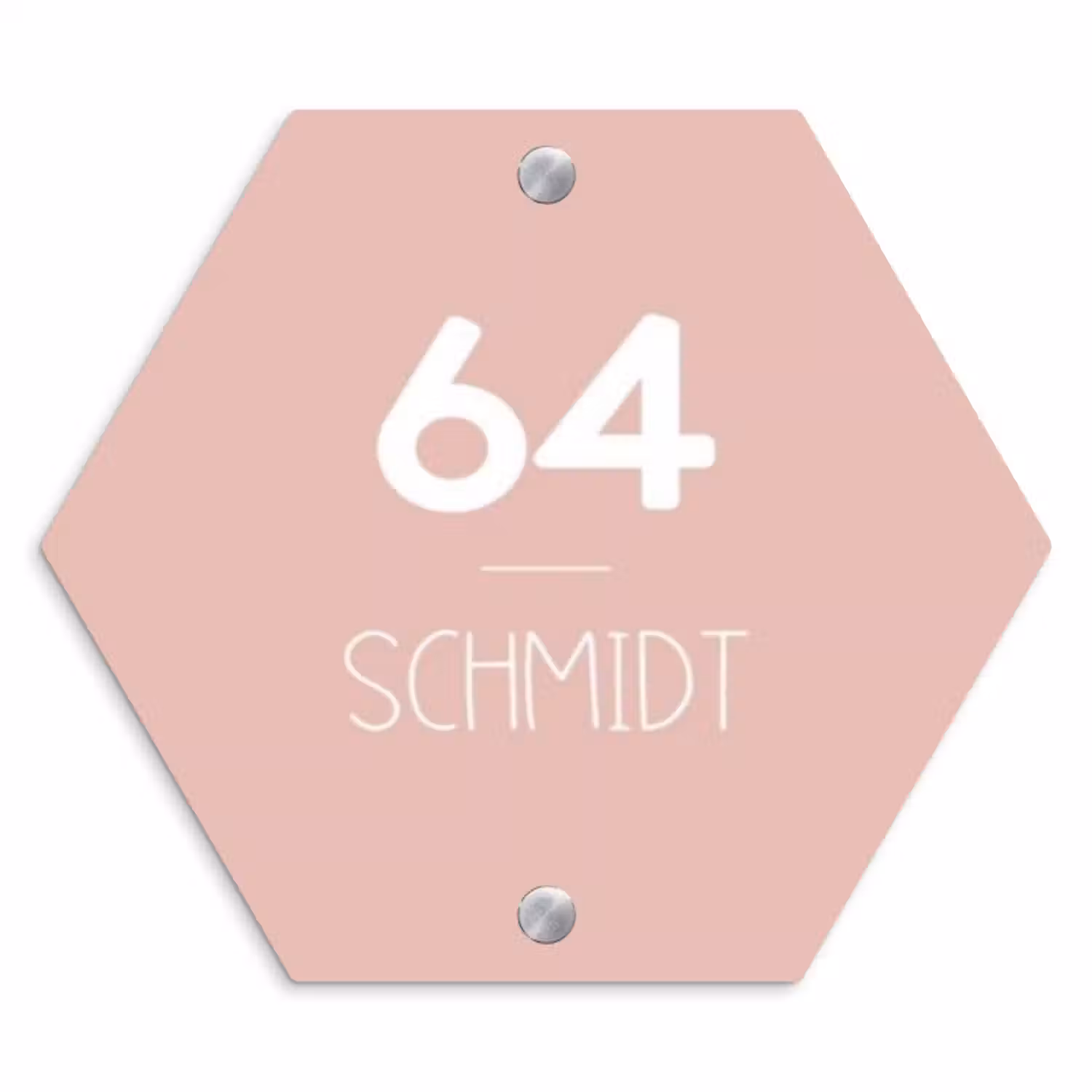 Namensschild Haustür Hexagon - Einfarbig rosa - Modern
