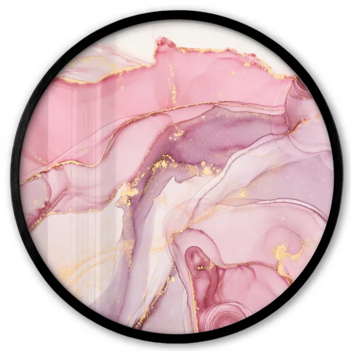 Goud - Marmer - Roze Fotolijst rond zonder passe partout klein -3d