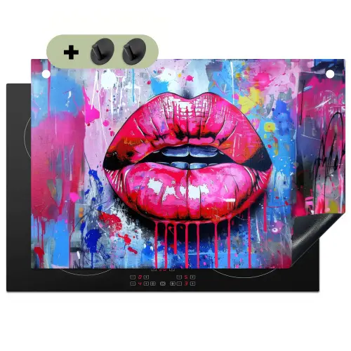 Graffiti - Lippen - Felroze - Geschilderd Inductie beschemer met haakjes klein -3d