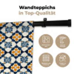 Klassiek - Geometrisch - Blauw Wandkleed katoen klein 269 -tsfeer2_DE
