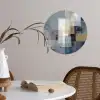 Rechthoeken - Abstract - Blauw Wandcirkel behangsticker klein -sfeer3