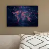 Wereldkaart - Futuristisch - Oranje canvas 2cm klein -sfeer3