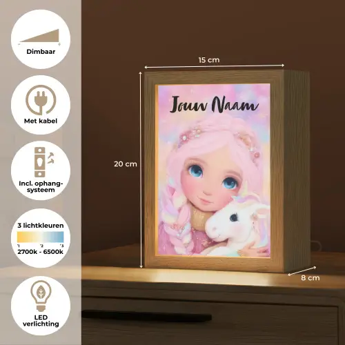 Meisje - Eenhoorn - Roze Light Box met kabel (Kinderlampje) klein -USP_NL