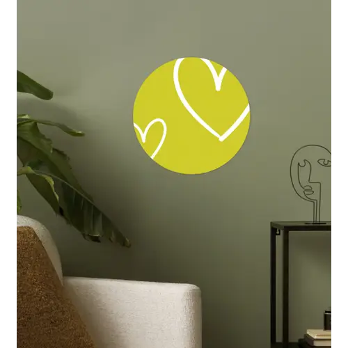 Groen - Hartjes - Wit Wandcirkel behangsticker klein -sfeer2