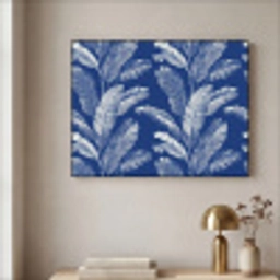 Blad - Palm - Blauw Textielframe zwart klein 947 -sfeer2