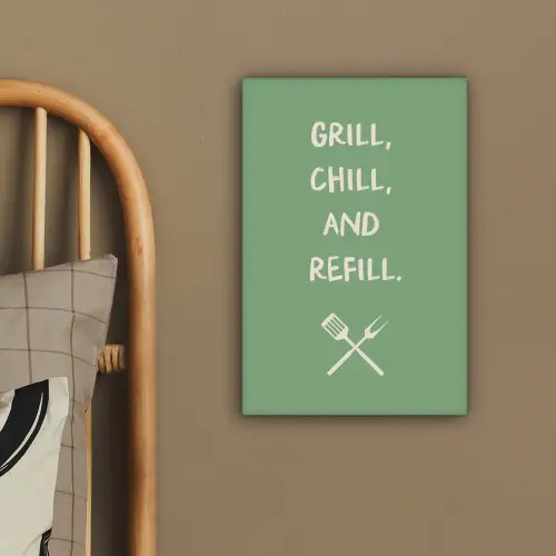 Grill - Groen - Zomer - Quote canvas 2cm klein -sfeer3