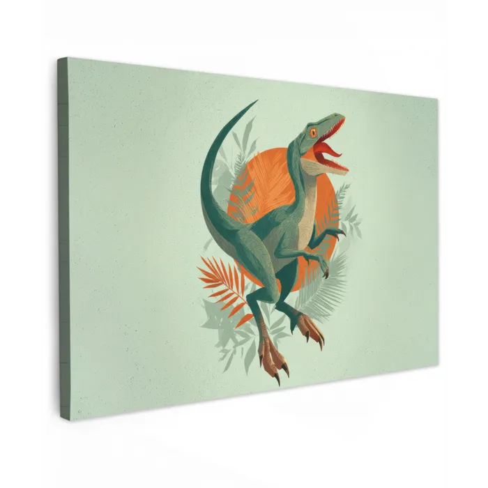 Dino - Bladeren - Grafisch - Groen canvas 2cm klein -z3d