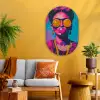 Vrouw - Kauwgom - Zonnebril - Oranje Wandcirkel Ovaal Glas middel -sfeer4