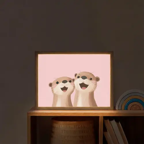 Otters - Glimlach - Bruin Light Box met batterij (Wandlamp kind) middel -sfeer1_kind