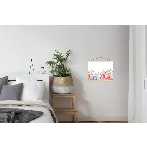 Bloementuin - Kleurrijk - Eieren textielposter latten blank klein -woonkamer