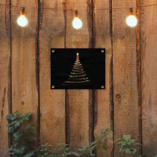 Magisch - Kerstboom - Lichtspiralen - Zwart tuinposter los doek klein -sfeer1
