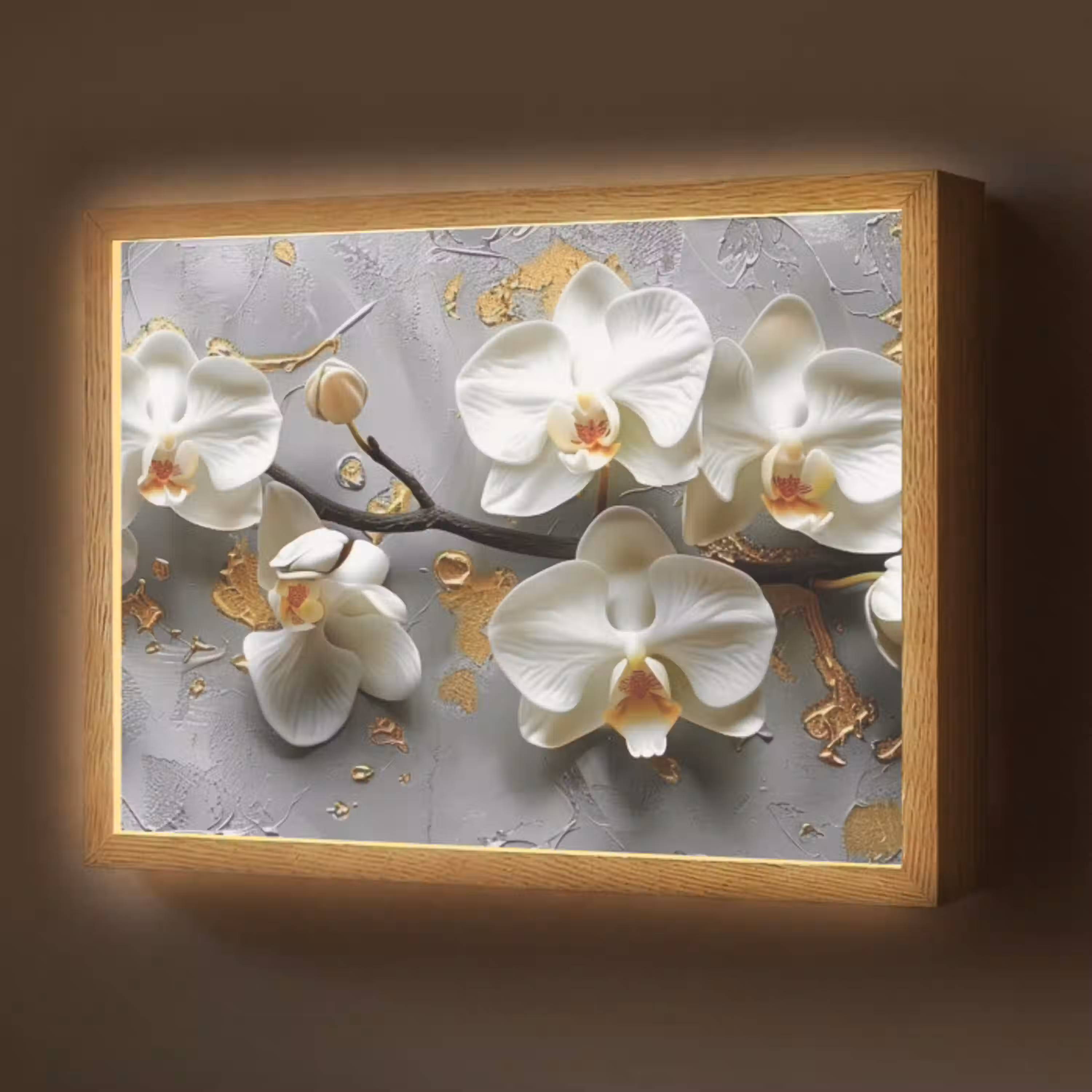 Bloemen - Orchidee - Abstract - Modern Light Box met batterij (Wandlamp) middel -z3d_website