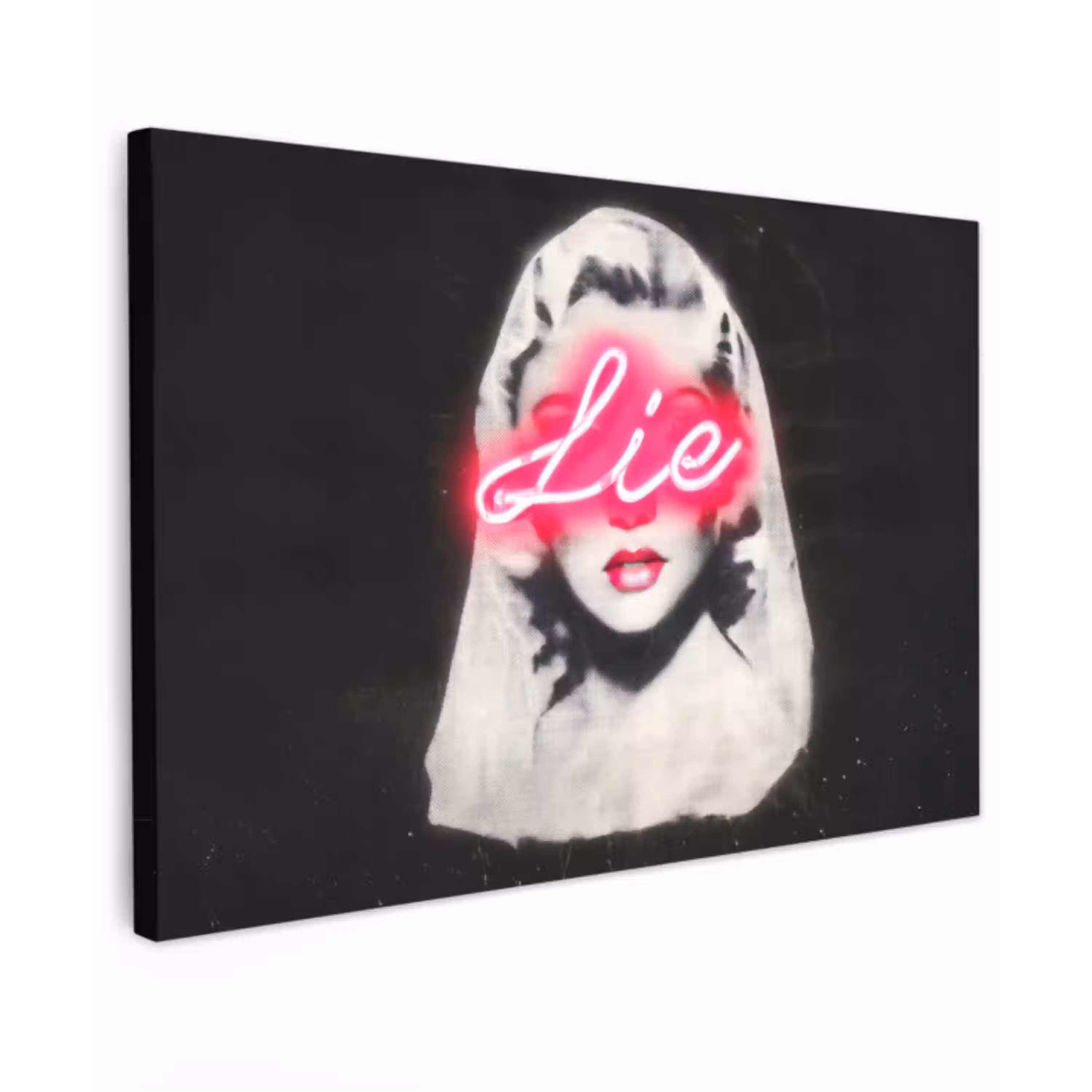 Neon - Letters - Vintage - Vrouw Tuinposter op houten frame 2 cm dik klein -3d