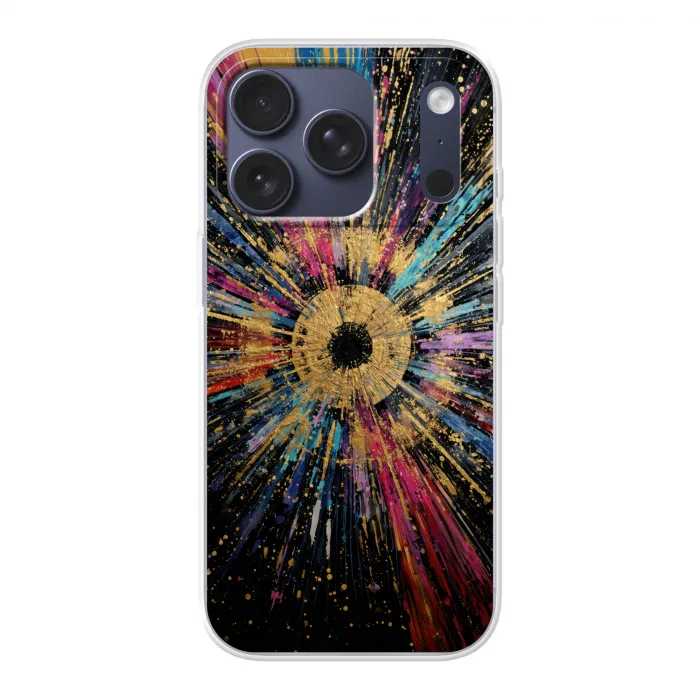 Explosie - Goud - Kleurrijk - Abstract Telefoonhoesje iPhone 17 Pro klein -3d