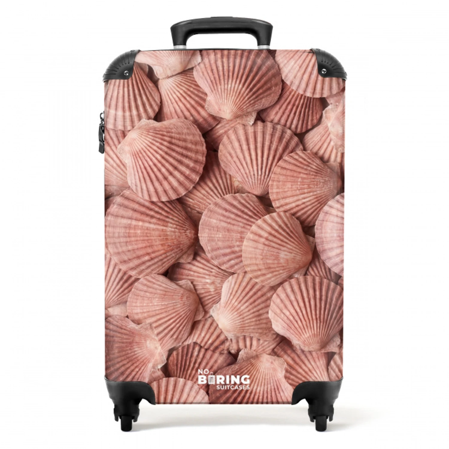 Schelpen - Patroon - Roze NBS - Handbagage koffer - Volwassenen Unisex middel -productfoto_recht
