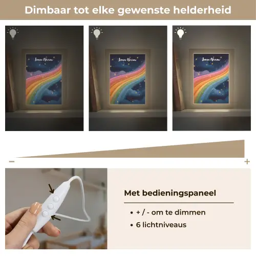 Regenboog - Sterrenhemel - Kleurrijk Light Box met kabel (Kinderlampje) klein -USP_dimbaarNL
