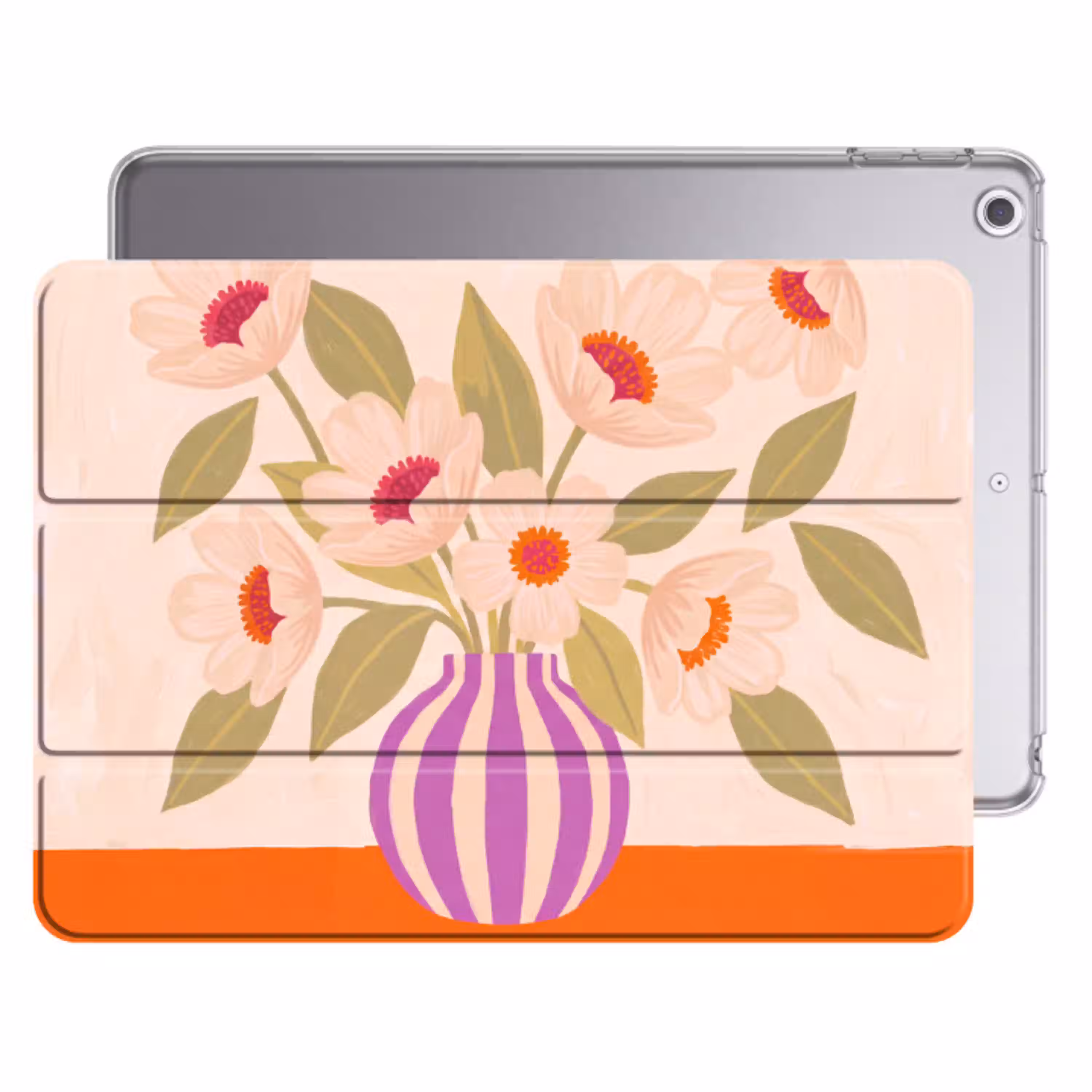 Bloemen - Vaas - Abstract - Paars - Oranje Apple iPad 2017 middel -threedimensional_3d_global