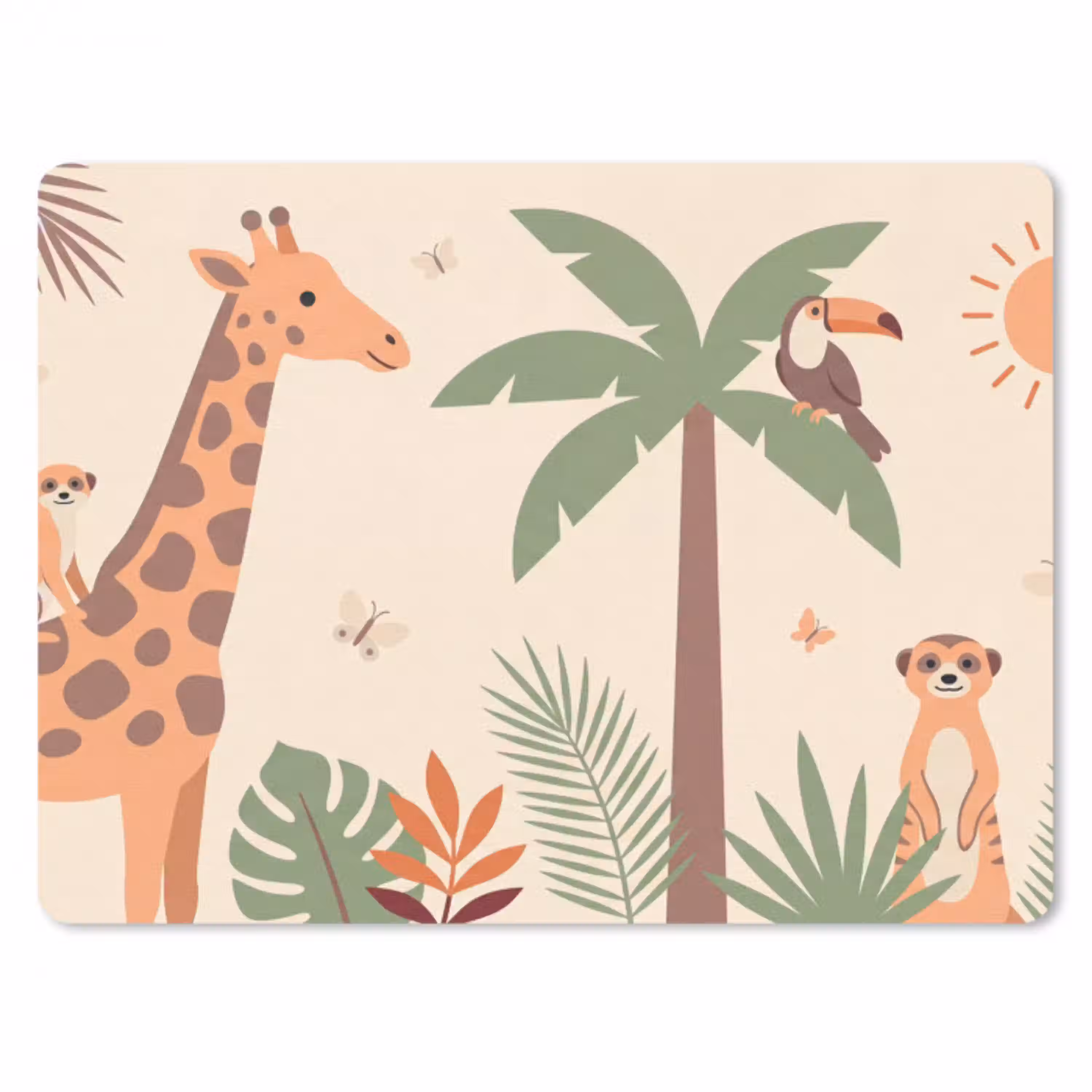 Dieren - Tropisch - Safari - Kleurrijk muismat rubber klein -3d