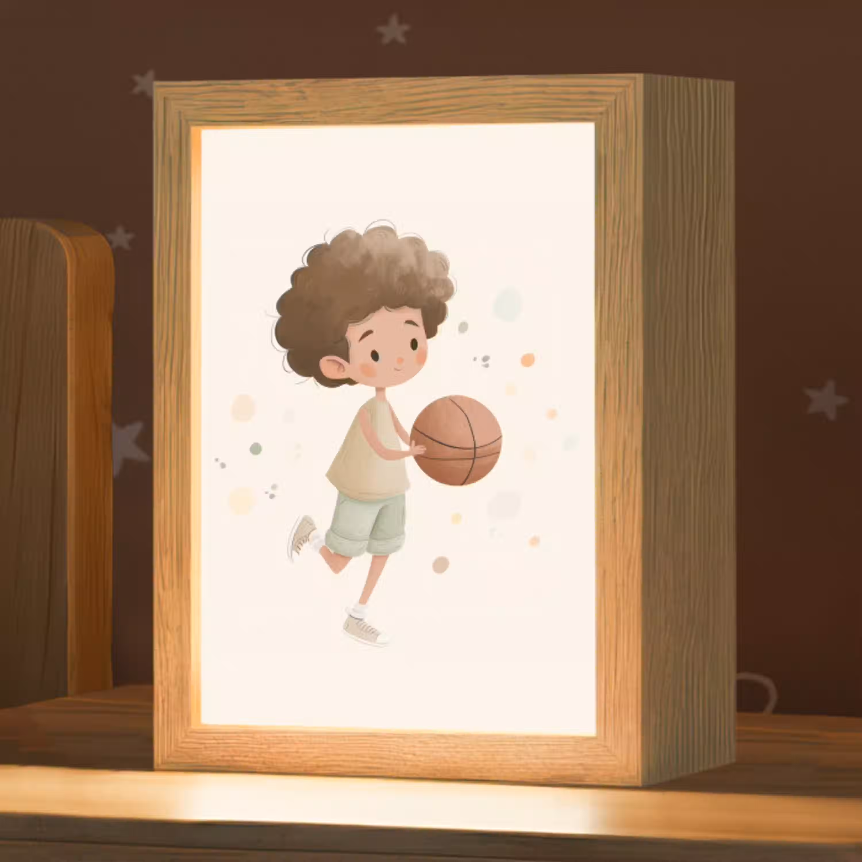 Beige - Jongen - Basketbal - Stippen Light Box met kabel klein -zzz_3d_website