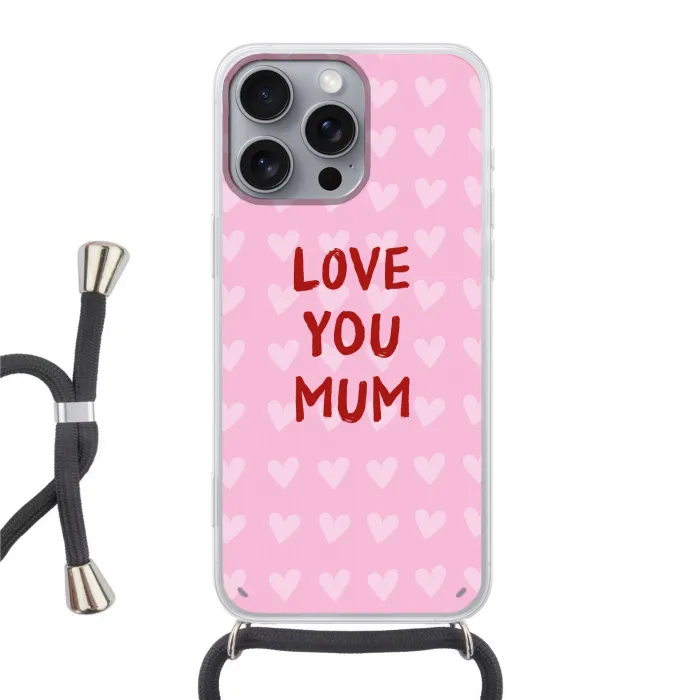 Love - Quote - Moeder - Rood Hoesje iPhone 16 Pro Max met koord klein -3d