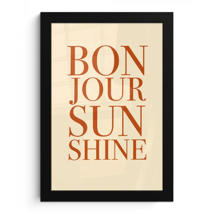 Oranje - Quote - Sun fotolijst zwart zonder passe partout klein -3d