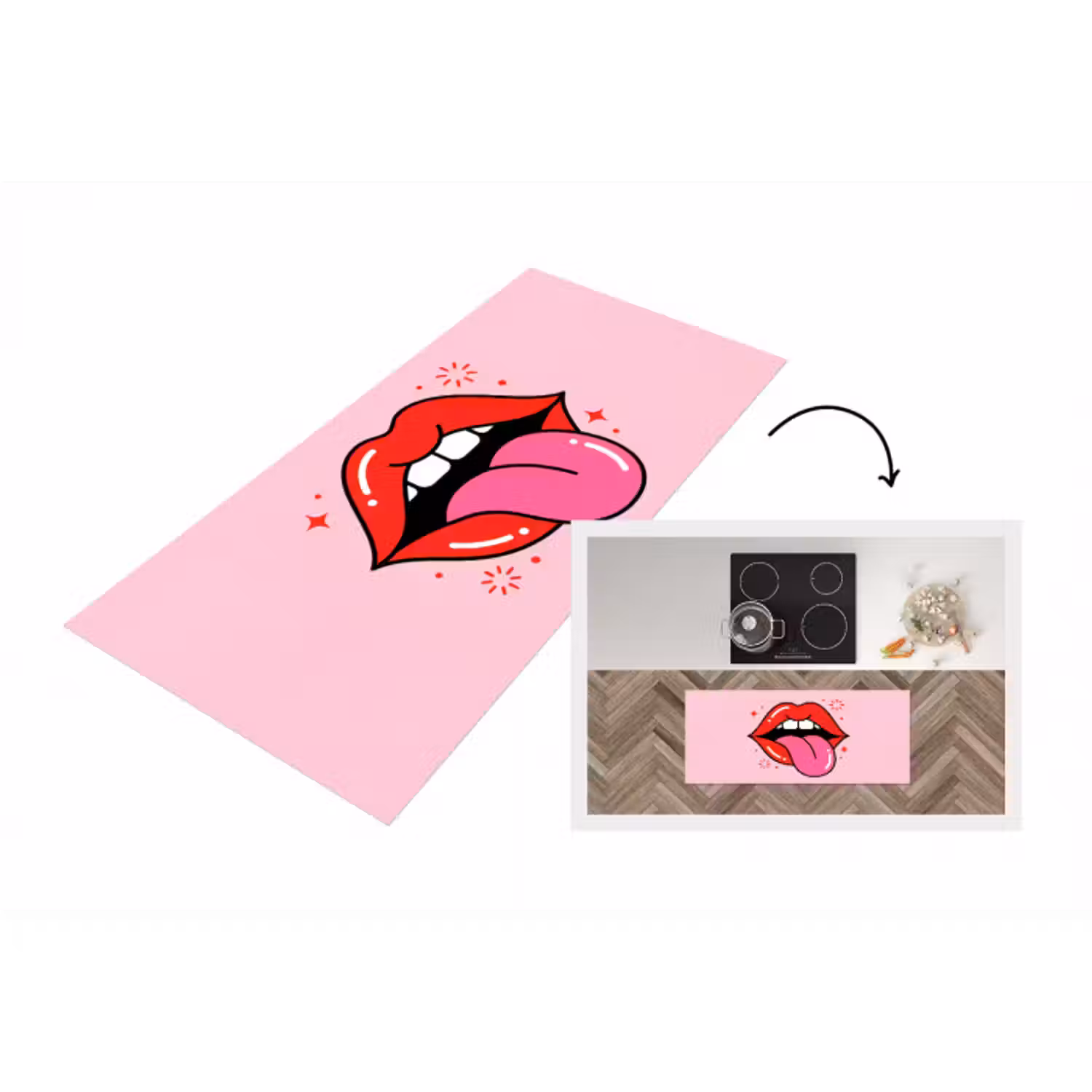 Küchenläufer - Lippen – Zunge – Pop-Art – Bunt – Rosa
