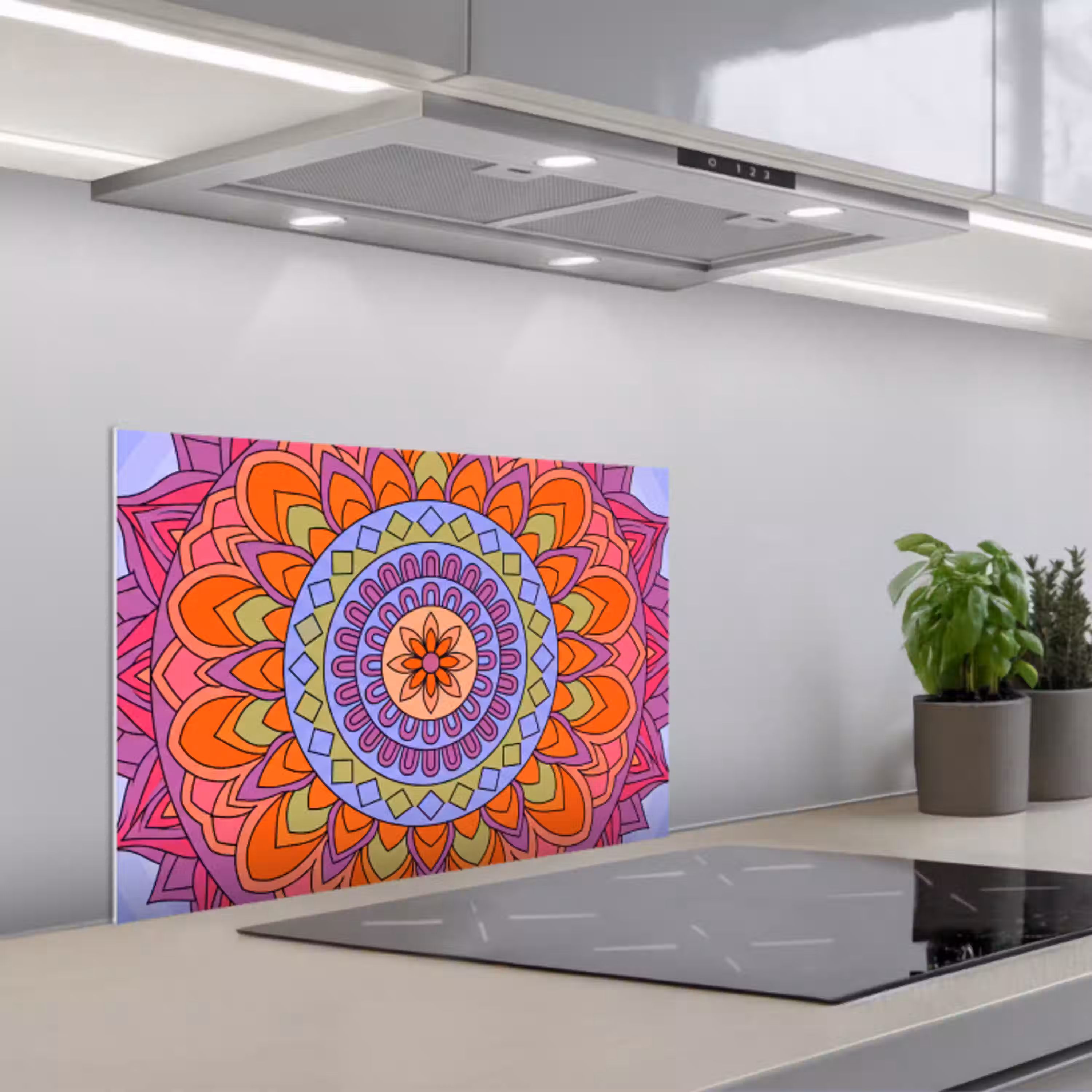 Mandala - Cirkel - Abstract - Kleurrijk - Patroon keuken achterwand spatscherm klein -3d_schuin