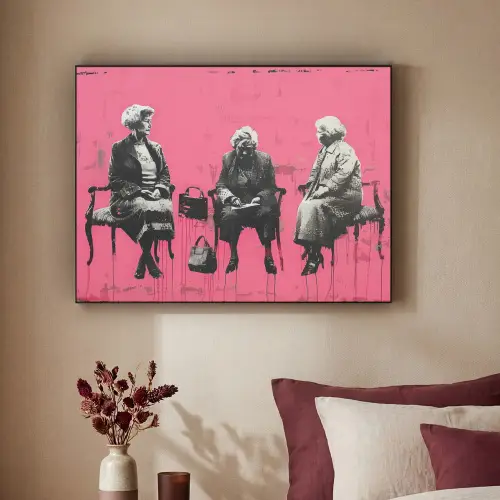 Graffiti - Roze - Street art - Vrouwen Textielframe zwart klein -sfeer1