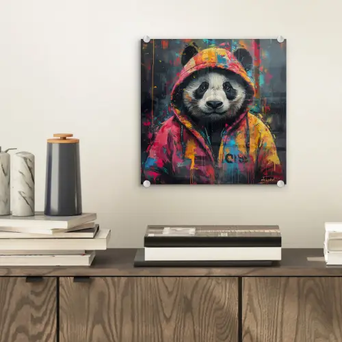 Graffiti - Panda - Jas - Kleurrijk plexiglas 5mm klein -sfeer1