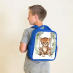 Luipaard - Dier - Kinderen - Jungle Kinderrugzak - Blauw middel -sfeer2