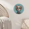 Vrouw - Blauw - Vlinder - Bloemen - Aesthetic Akoestische PET Vilt - Rond klein -sfeer4