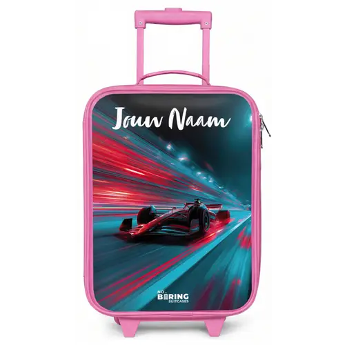 Formule 1 - Raceauto - Rood - Neonverlichting Kinderkoffer - Roze klein -zz3dotto