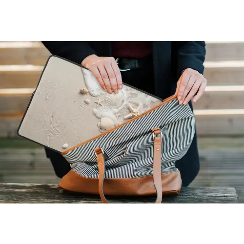 Schelpen - Zeesterren - Strand laptophoes neopreen klein -tas