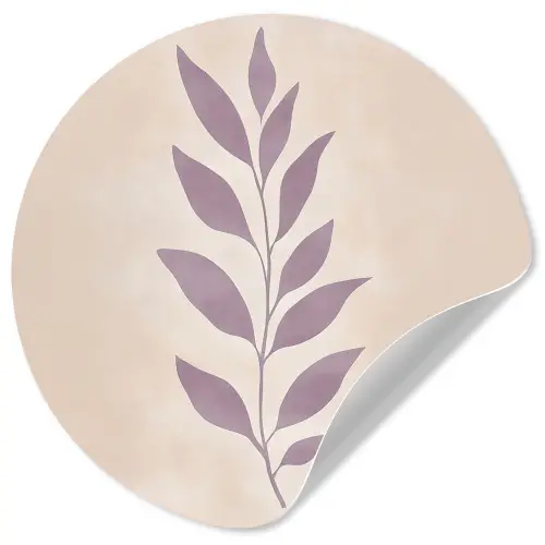 Tak - Bladeren - Minimalistisch - Beige Wandcirkel behangsticker klein -3d