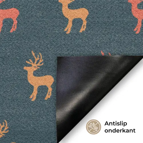 Patroon - Herten - Blauw Deurmat klein 898 -antislip_NL