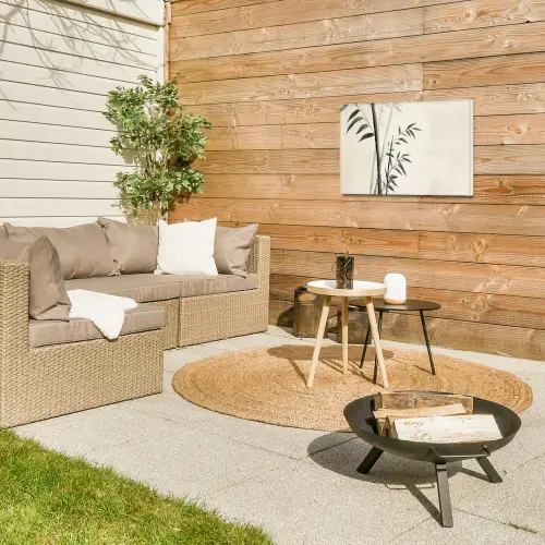 Japandi - Bamboe - Beige Tuinposter op houten frame 2 cm dik klein -sfeer2