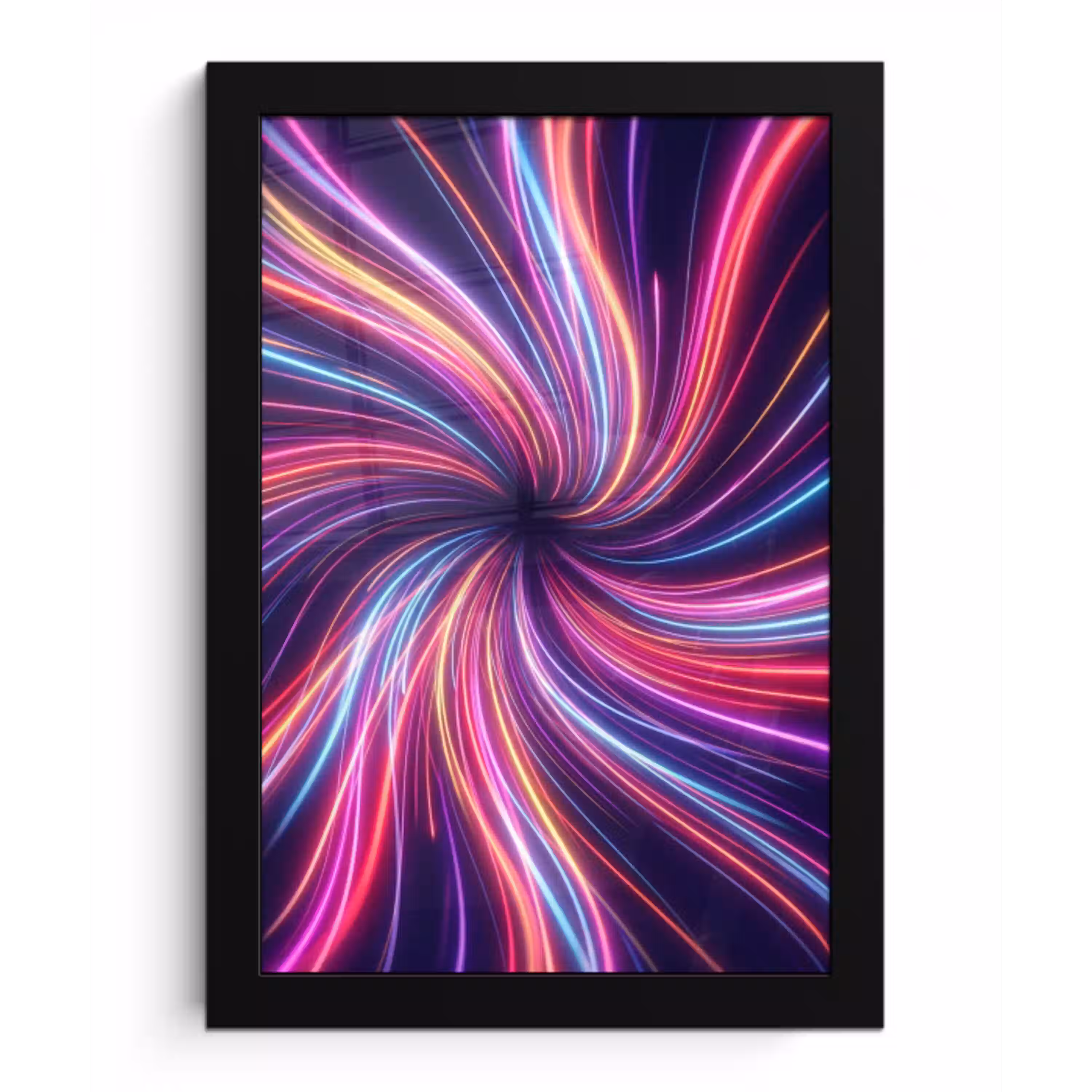 Abstract - Swirl - Futuristic - Neon fotolijst zwart zonder passe partout klein -3d