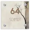 Boomsilhouet beige achtergrond - Modern Naambord Vierkant klein -3d