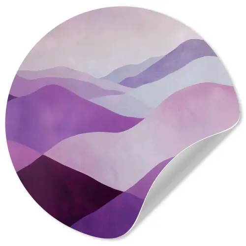 Abstract - Heuvels - Landschap - Paars Wandcirkel behangsticker klein -3d