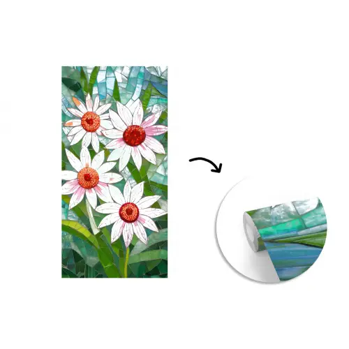Bloemen - Roze - Glasmozaïek fotobehang vinyl groot -3d