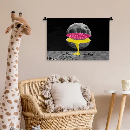 Maan - Geel - Roze - Zwart Wandkleed katoen klein -wsfeer5_kind