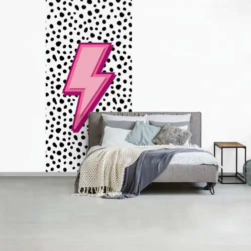Bliksem - Roze - Stippen fotobehang vinyl groot -slaapkamer