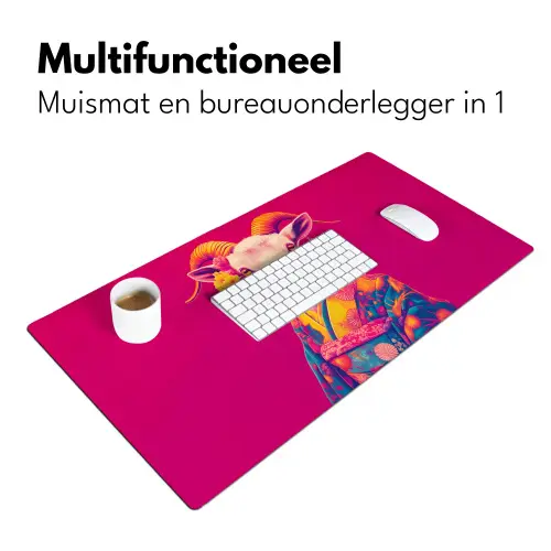 Geit - Hoorns - Kimono - Kleurrijk Muismat XXL klein -sfeer4