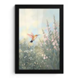 Kolibrie - Illustratie - Kleurrijk fotolijst zwart zonder passe partout klein -3d