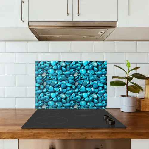 Glanzende - Blauwe - Stenen keuken achterwand spatscherm klein 900 -sfeer2