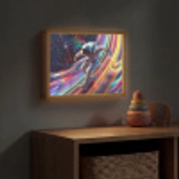 Astronaut - Ruimte - Skateboard - Kleurrijk Light Box met batterij (Wandlamp kind) middel -sfeer5_kind
