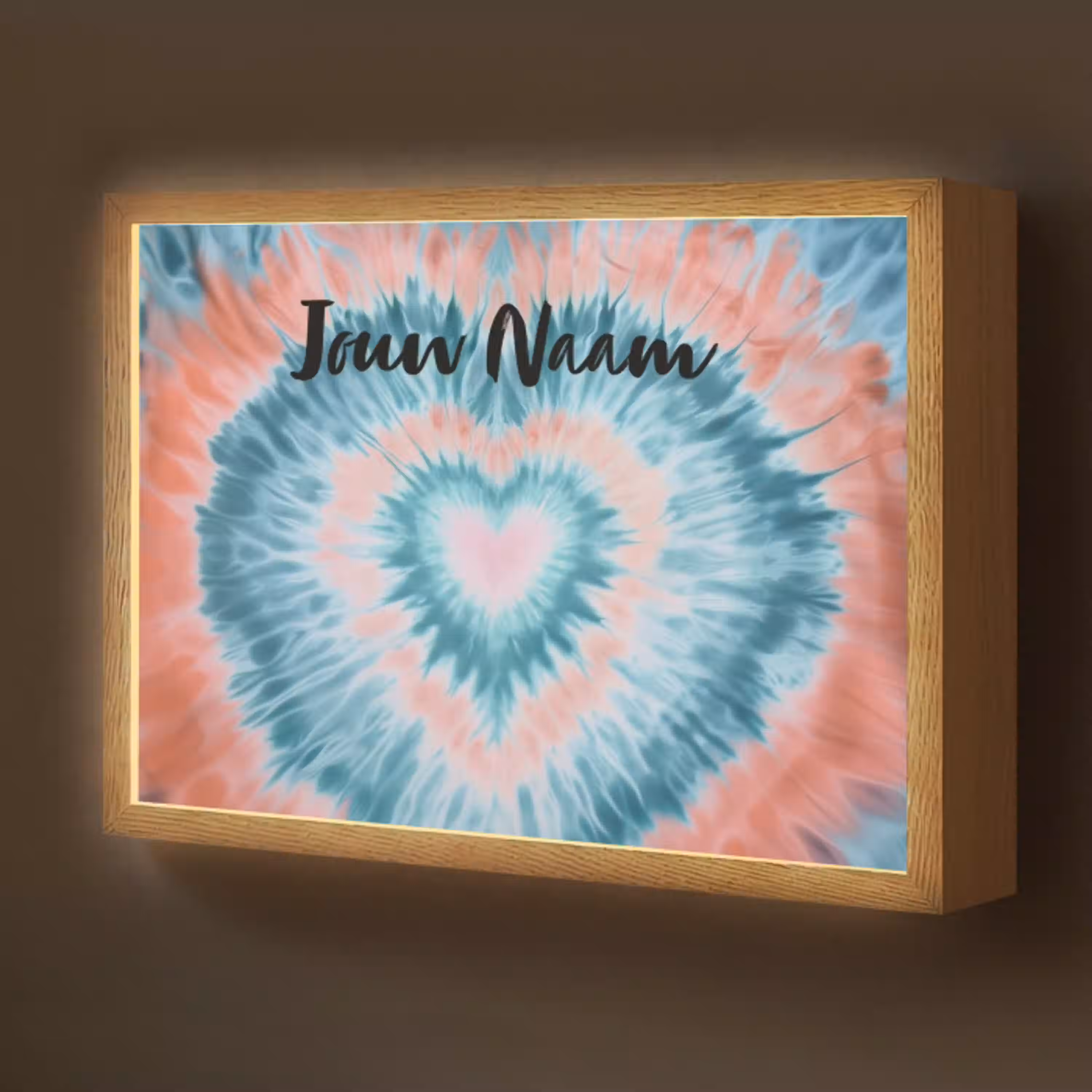 Hartvormig - Tie dye - Lichtblauw - Pasteltinten Light Box met batterij (Wandlamp kind) middel -z3d_website