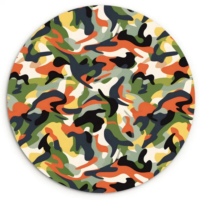 Kleurrijke - Camouflage - Organische - Vormen Wandcirkel plexiglas klein 852 -3d