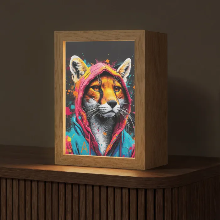 Graffiti - Vos - Jas - Pop art - Dieren Light Box met kabel (Tafellamp) klein -z3d_website